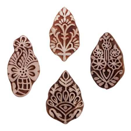 Set of 4 Piece New Mix Wooden Printing Blocks